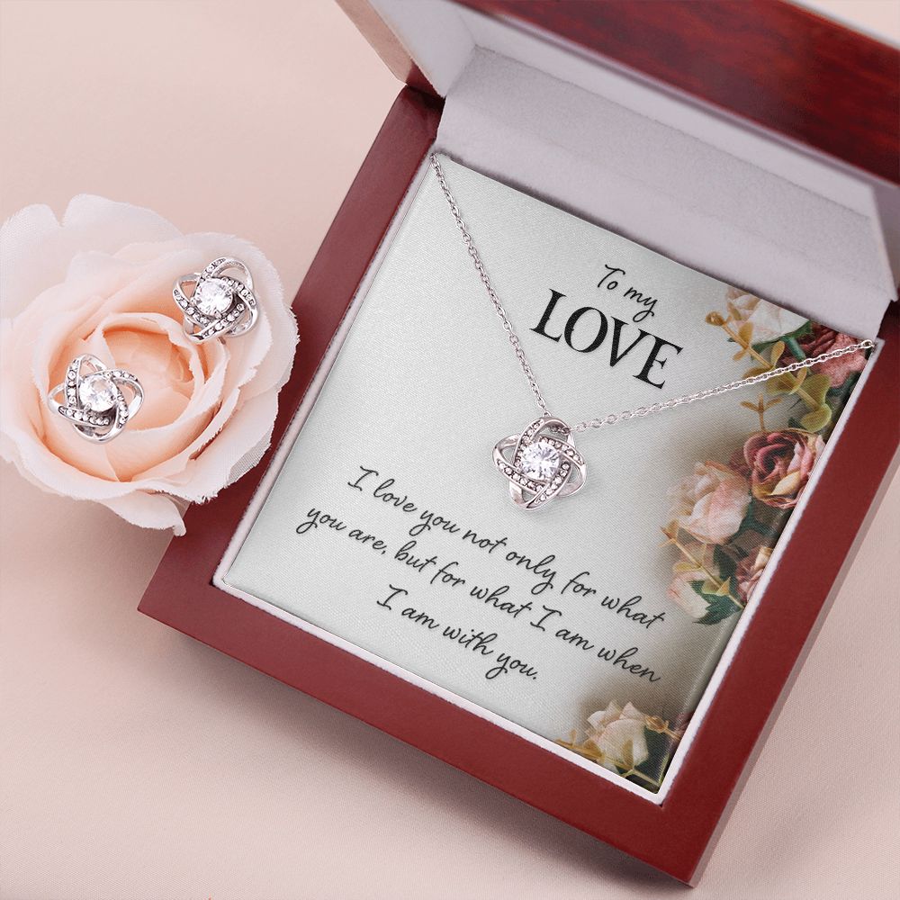 To my love-I love you not only Love Knot Earring & Necklace Set