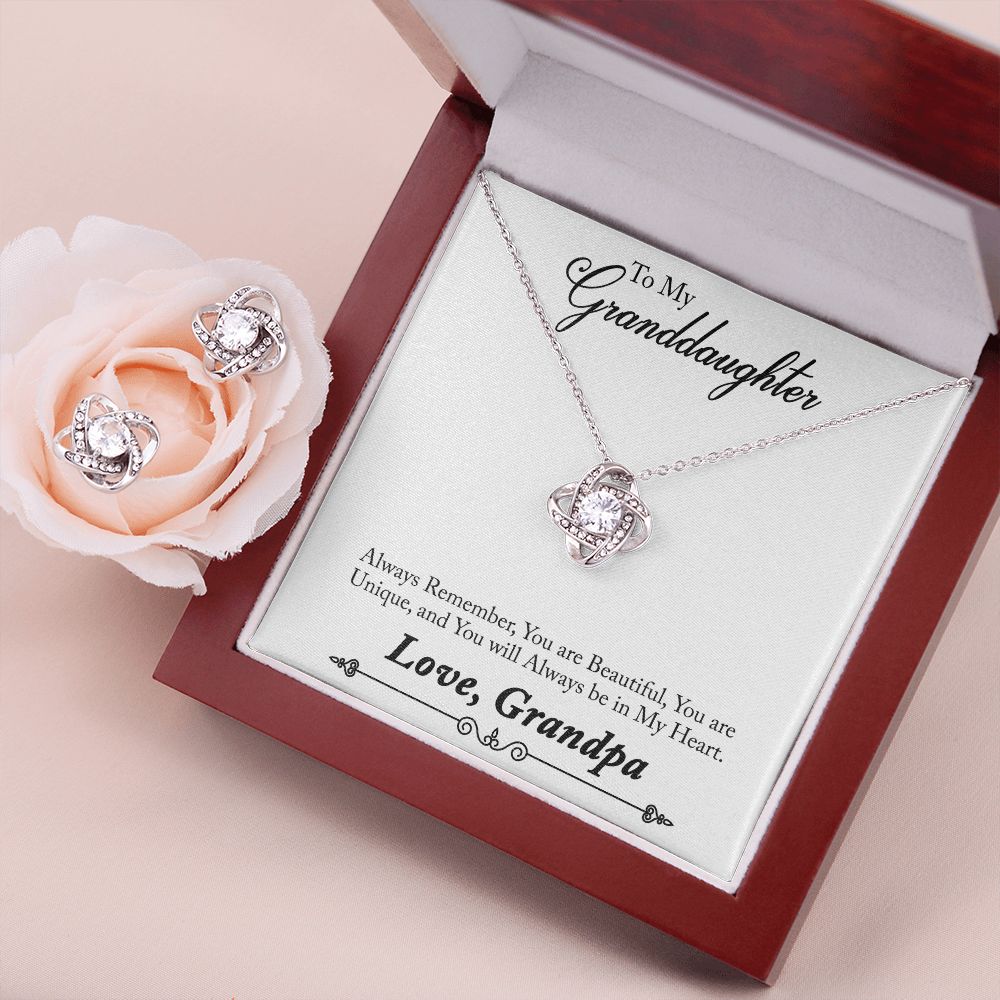 01-To My Grand Daughter Love Knot Earring & Necklace Set