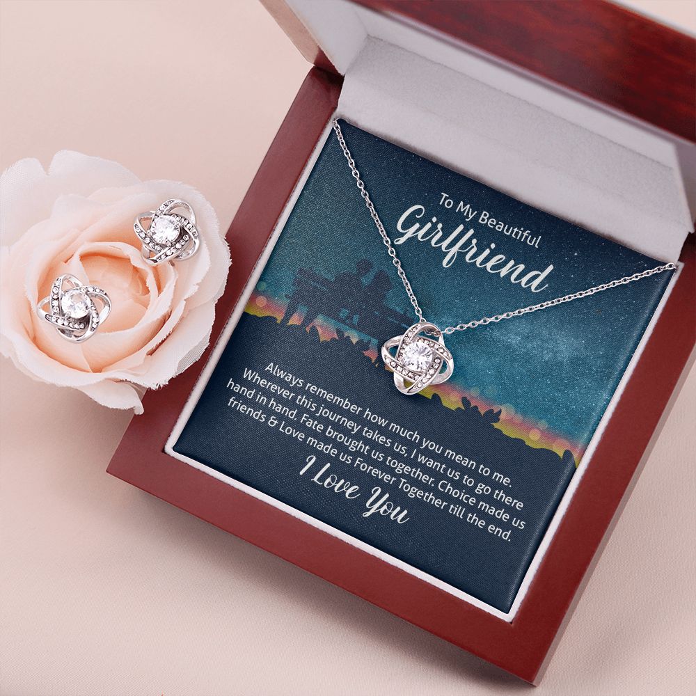 To my beautiful wife - always remember how much you mean to me Love Knot Earring & Necklace Set