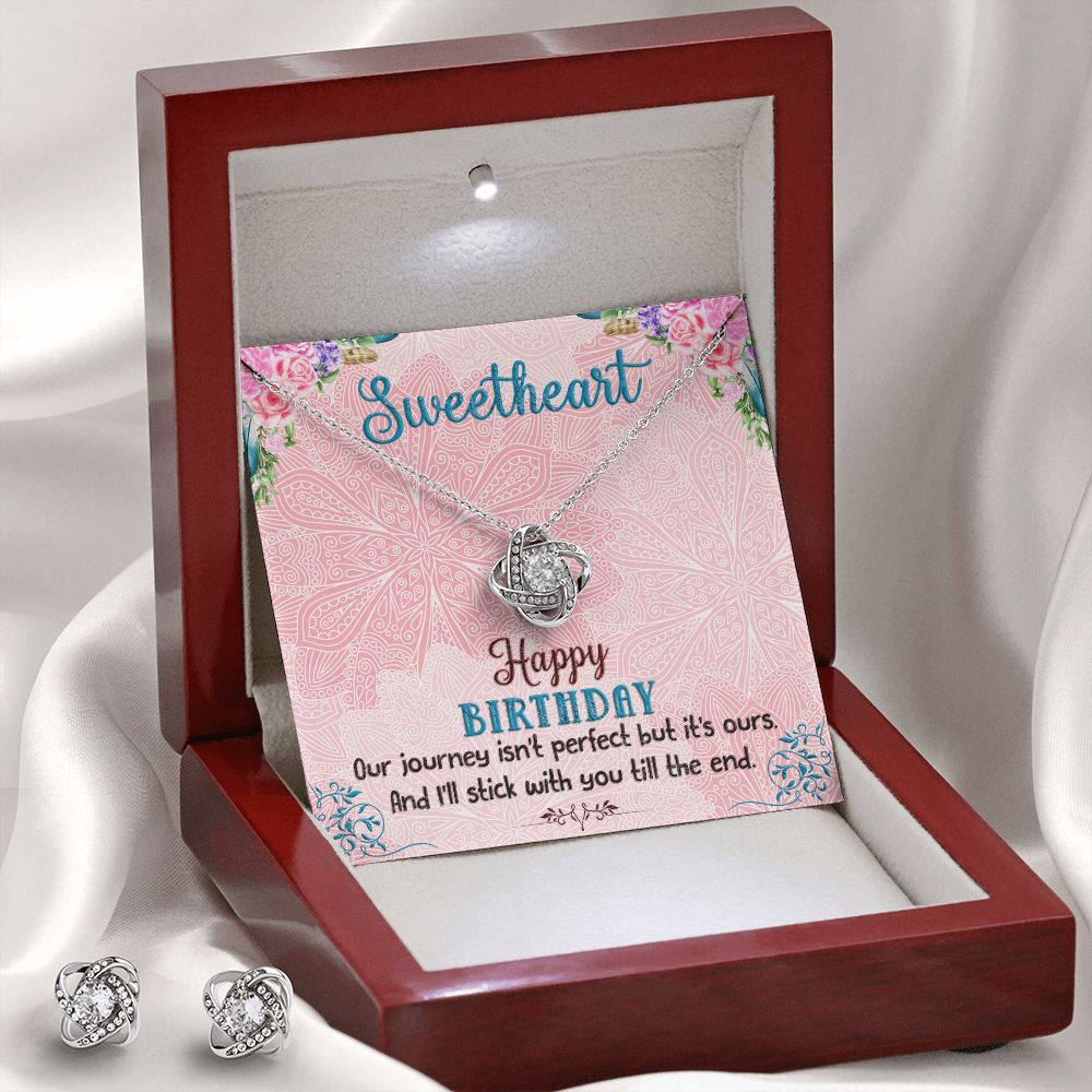 SweetHeart Happy Birthday boho chick Love Knot Earring & Necklace Set