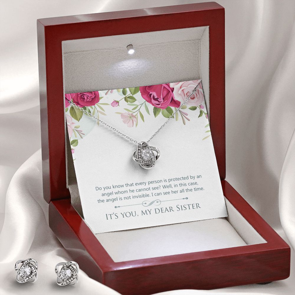 Sister 2 Love Knot Earring & Necklace Set