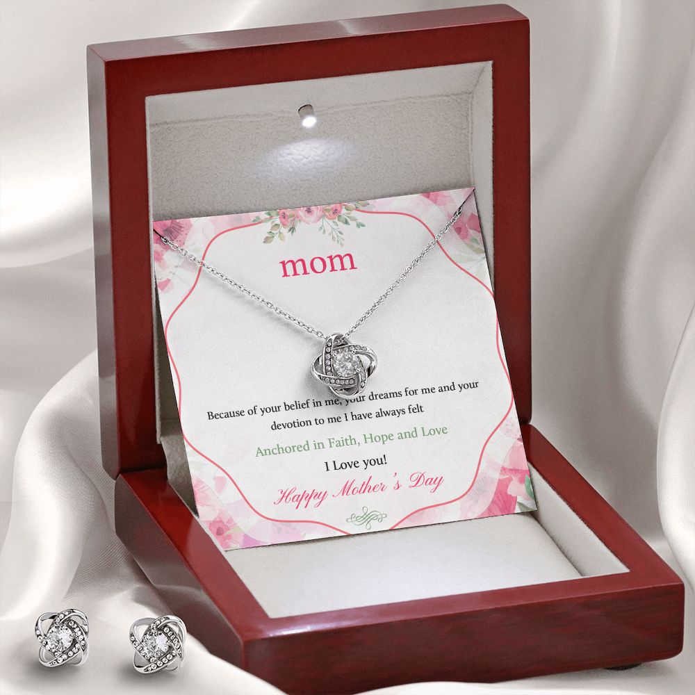 Message Card Mother day -final Love Knot Earring & Necklace Set
