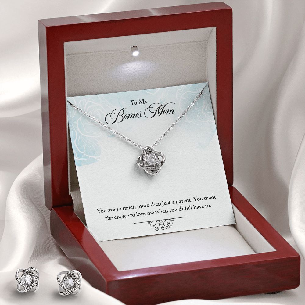 To Bonus Mom-More than a parent Love Knot Earring & Necklace Set