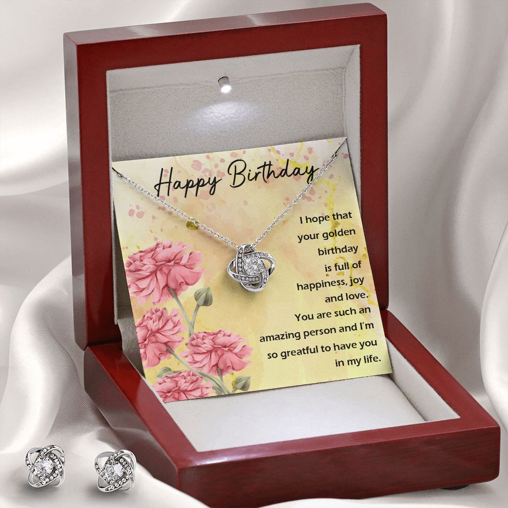 Birthday woman Love Knot Earring & Necklace Set