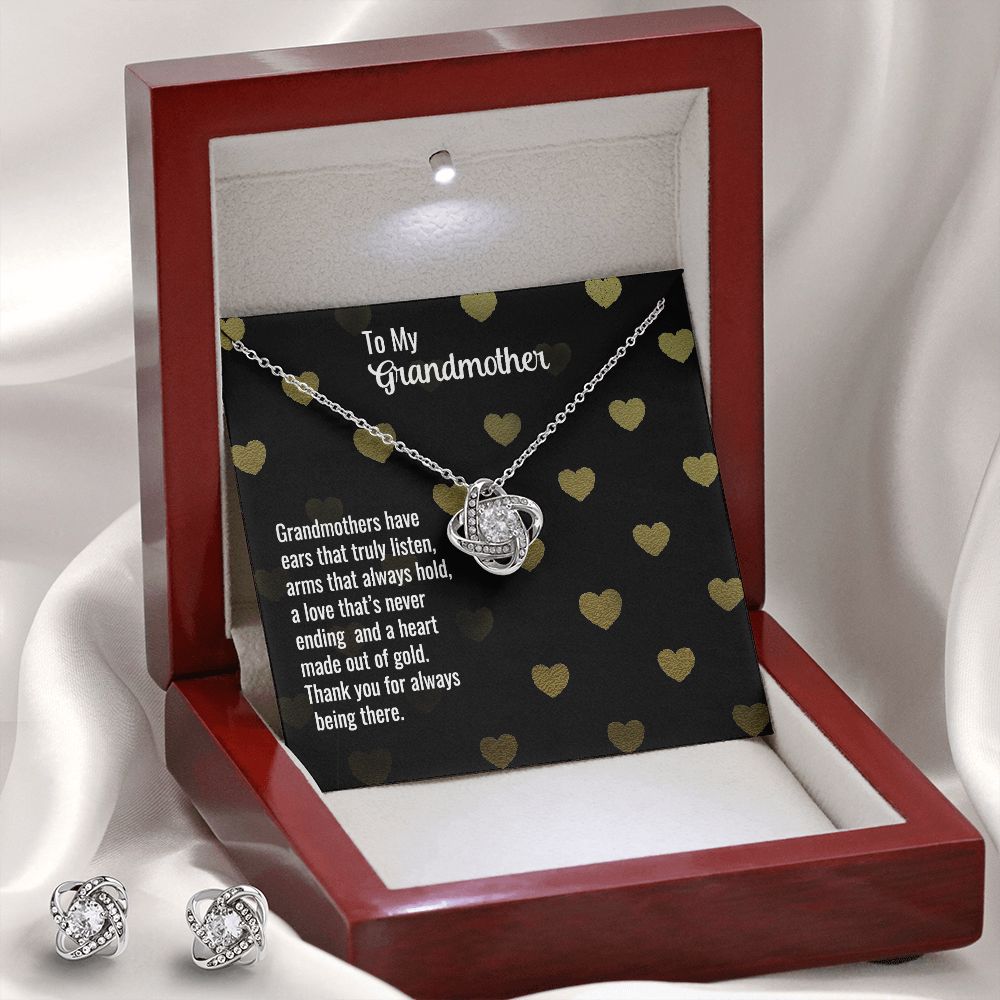 grandmother Love Knot Earring & Necklace Set