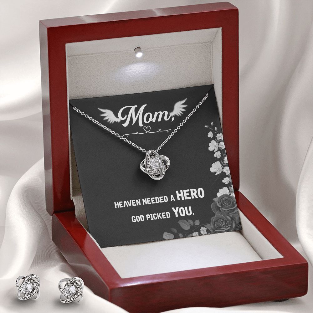 Heaven needed a hero Love Knot Earring & Necklace Set