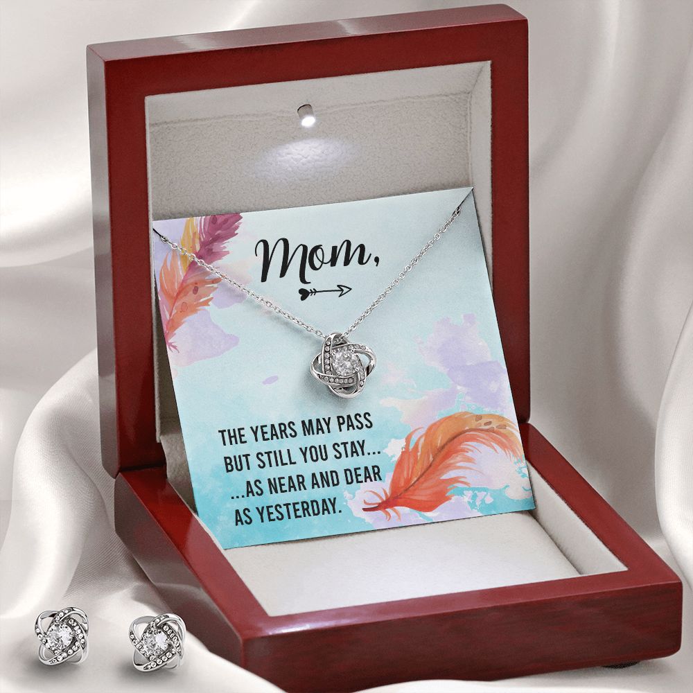 The years may pass Love Knot Earring & Necklace Set