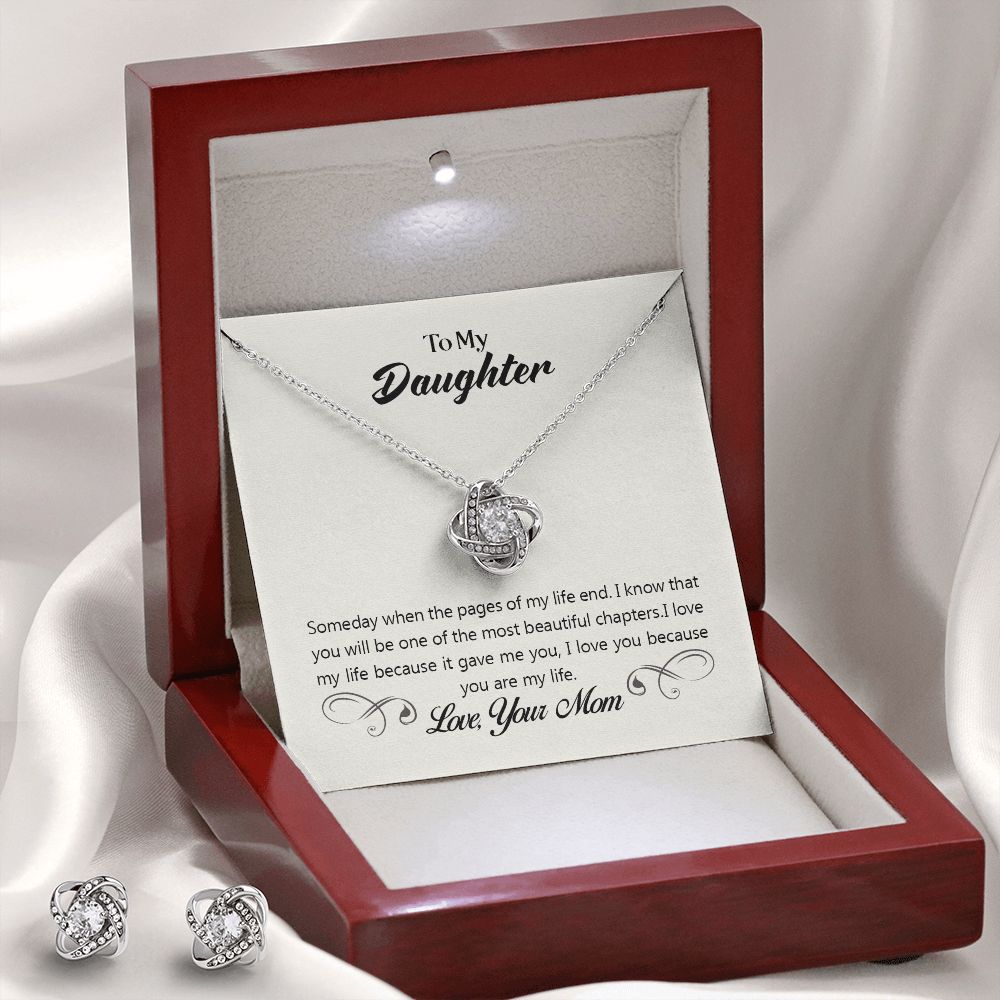 To my daughter-Someday when the pages Love Knot Earring & Necklace Set