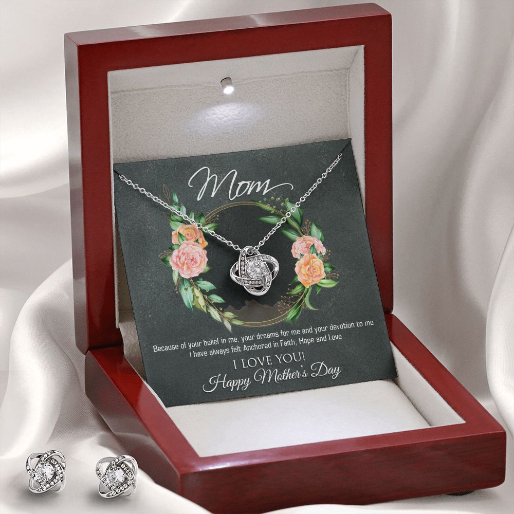 Mothers Day Love Knot Earring & Necklace Set