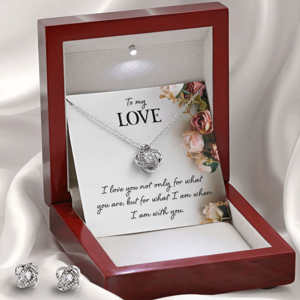 To my love-I love you not only Love Knot Earring & Necklace Set