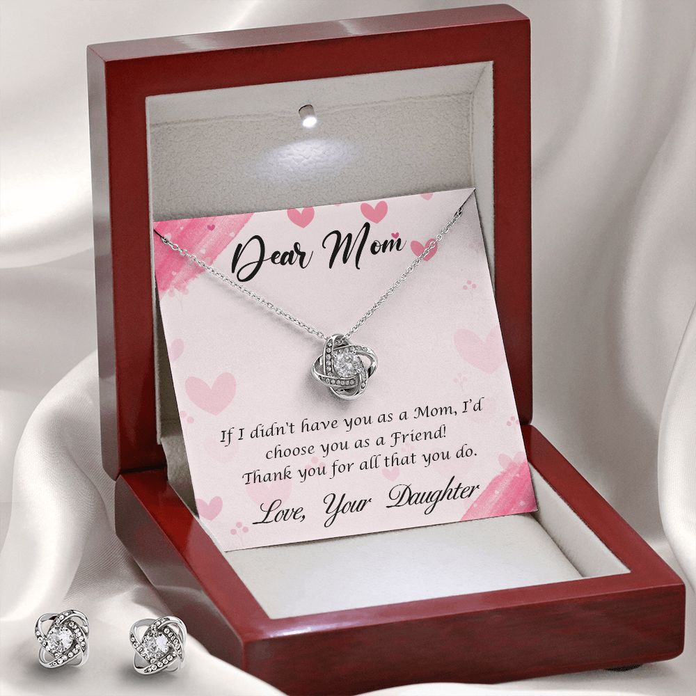 Dear Mom-Happy Mother’s Day! Love Knot Earring & Necklace Set