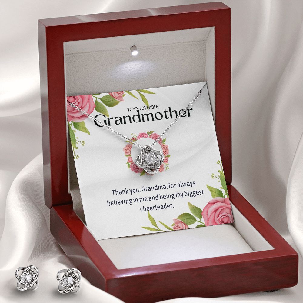 To My Lovable Grandmother Love Knot Earring & Necklace Set