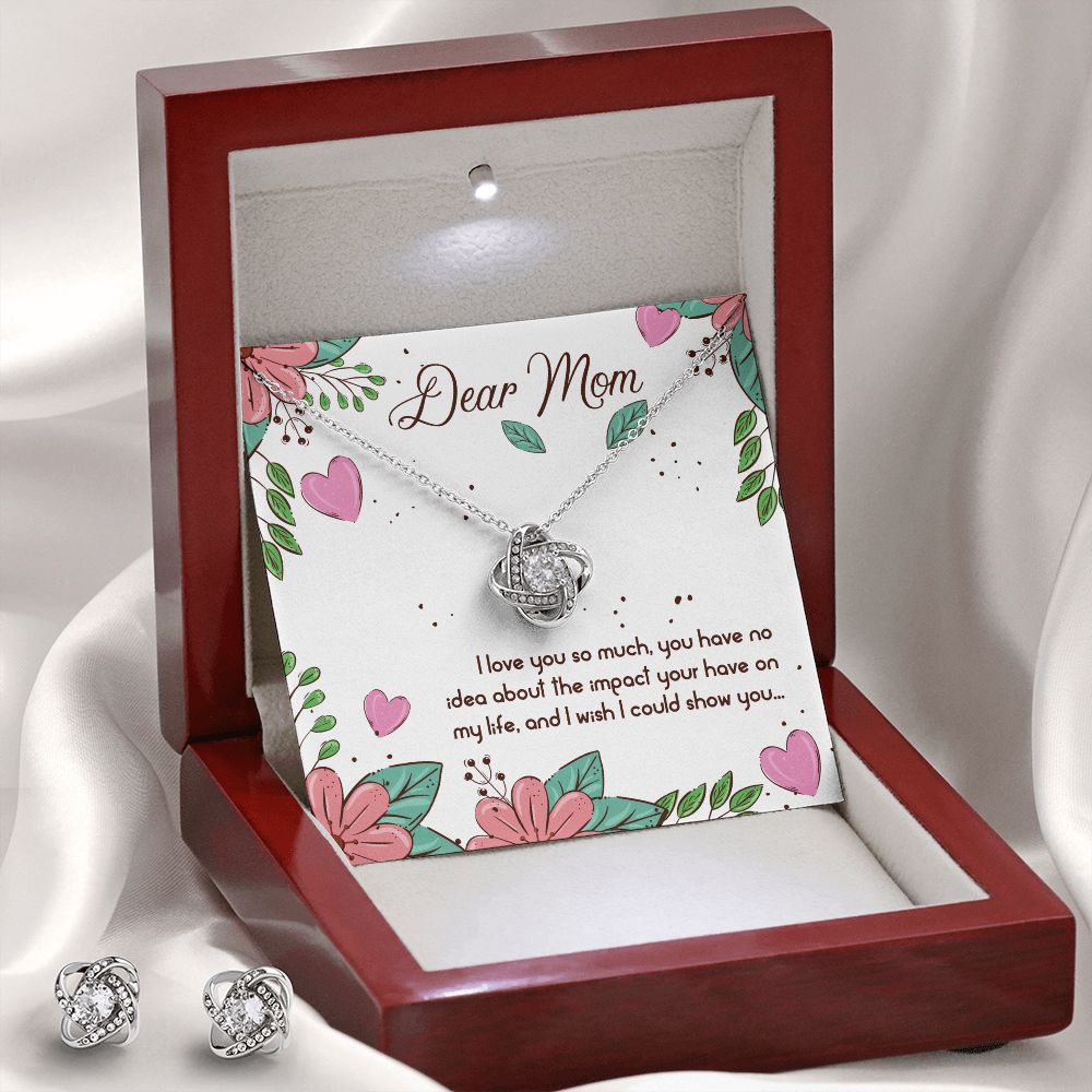 Dear Mom I love you so much Love Knot Earring & Necklace Set