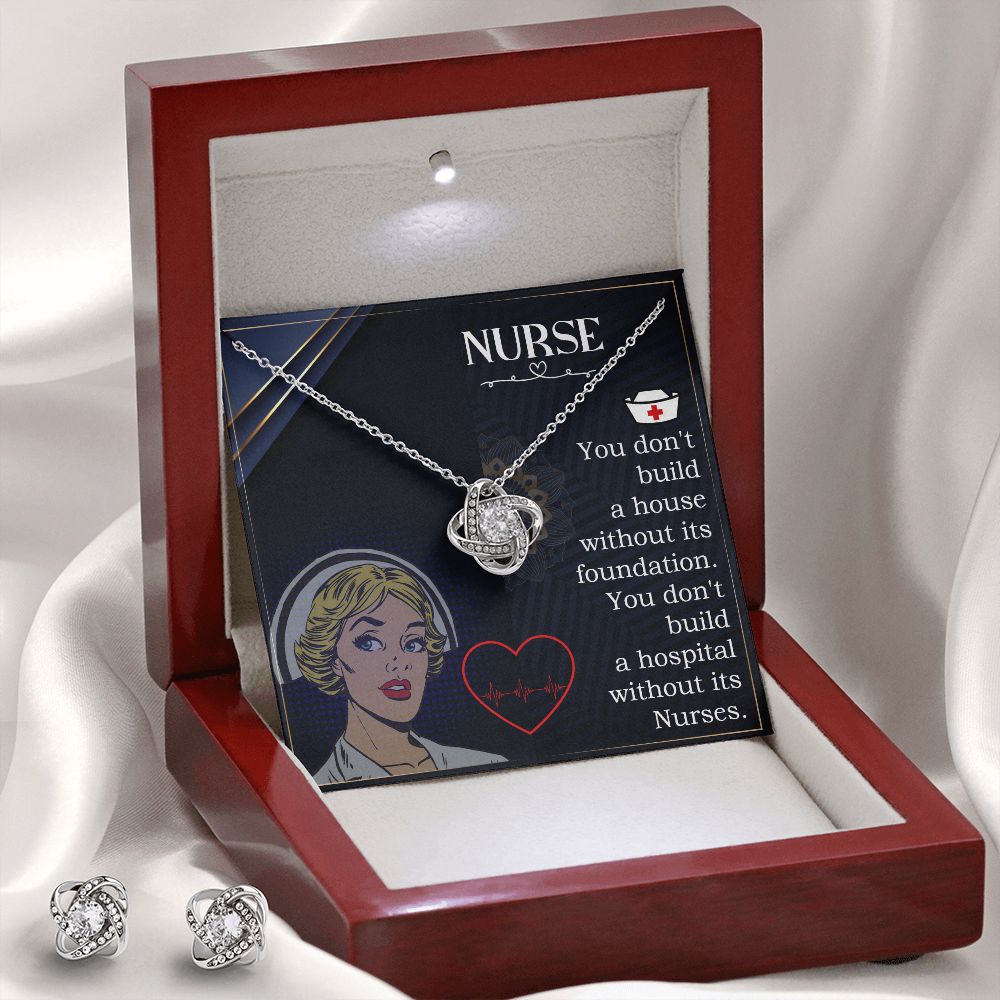 Nurse Love Knot Earring & Necklace Set