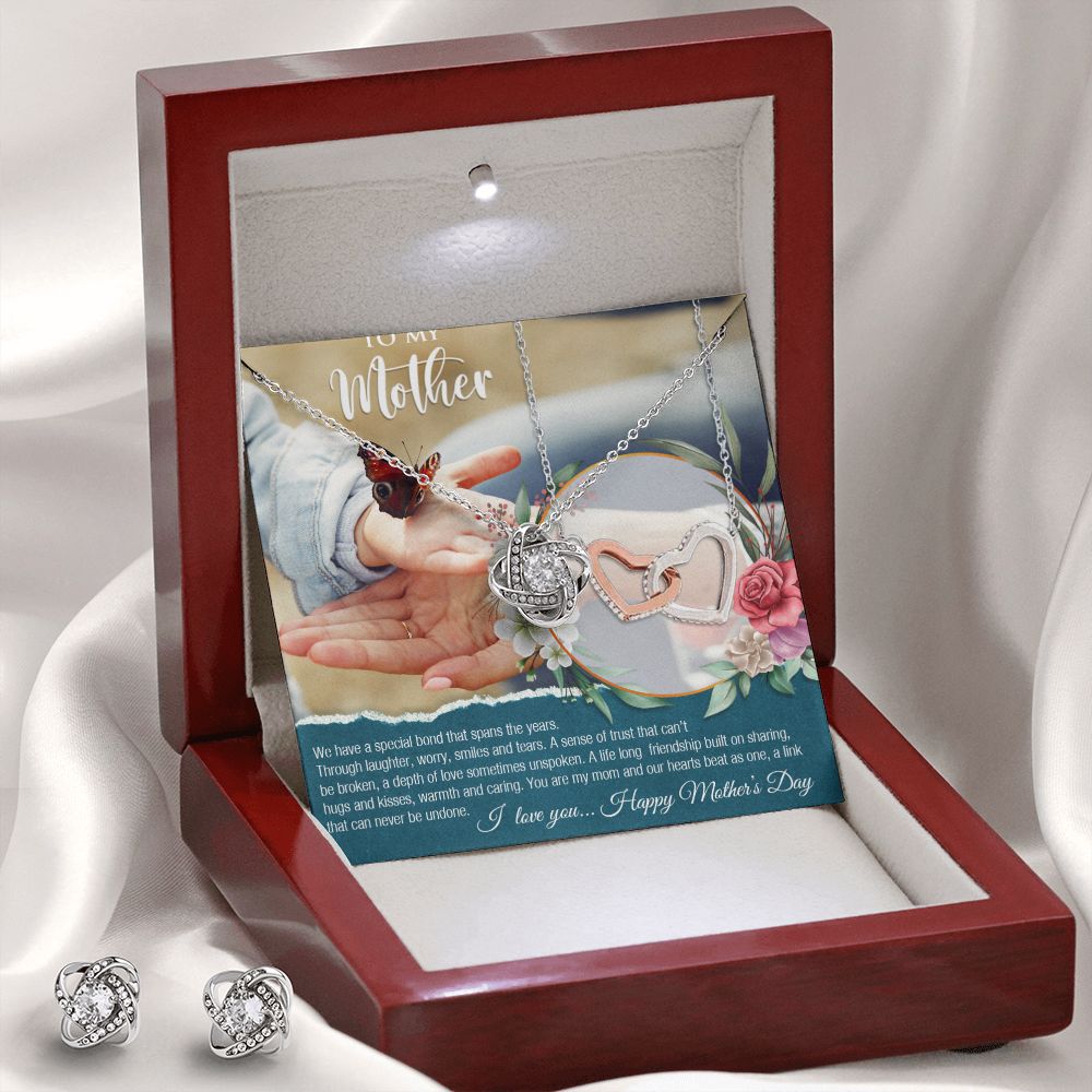 Mothers Day 2 Love Knot Earring & Necklace Set