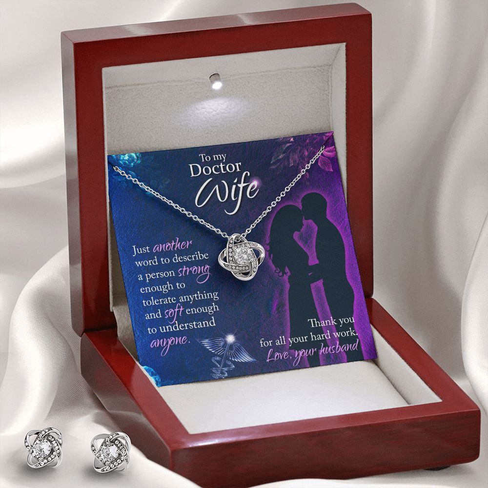 To My Doctor Wife, Just another word Love Knot Earring & Necklace Set