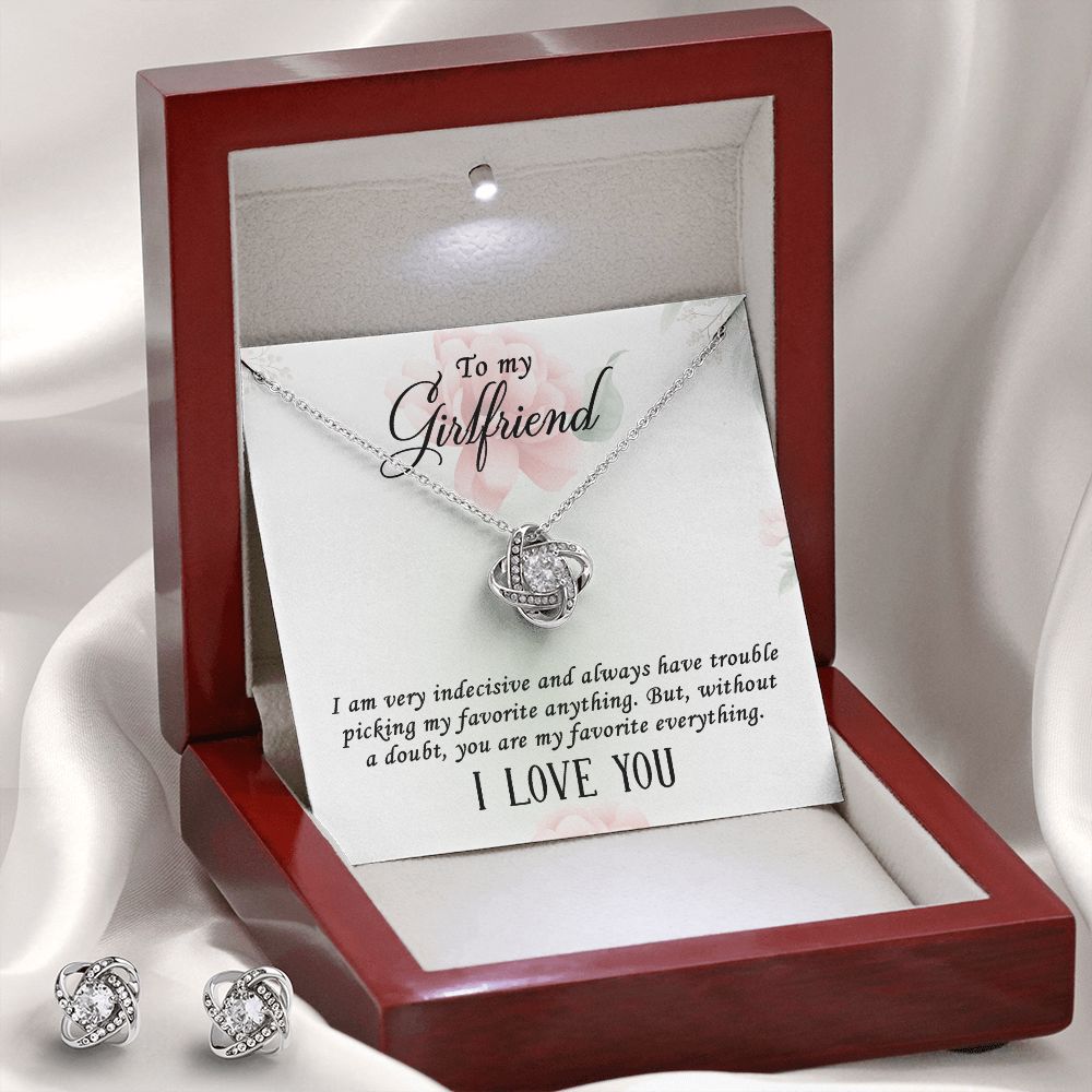 To my girlfriend-I AM VERY INDECISIVE Love Knot Earring & Necklace Set