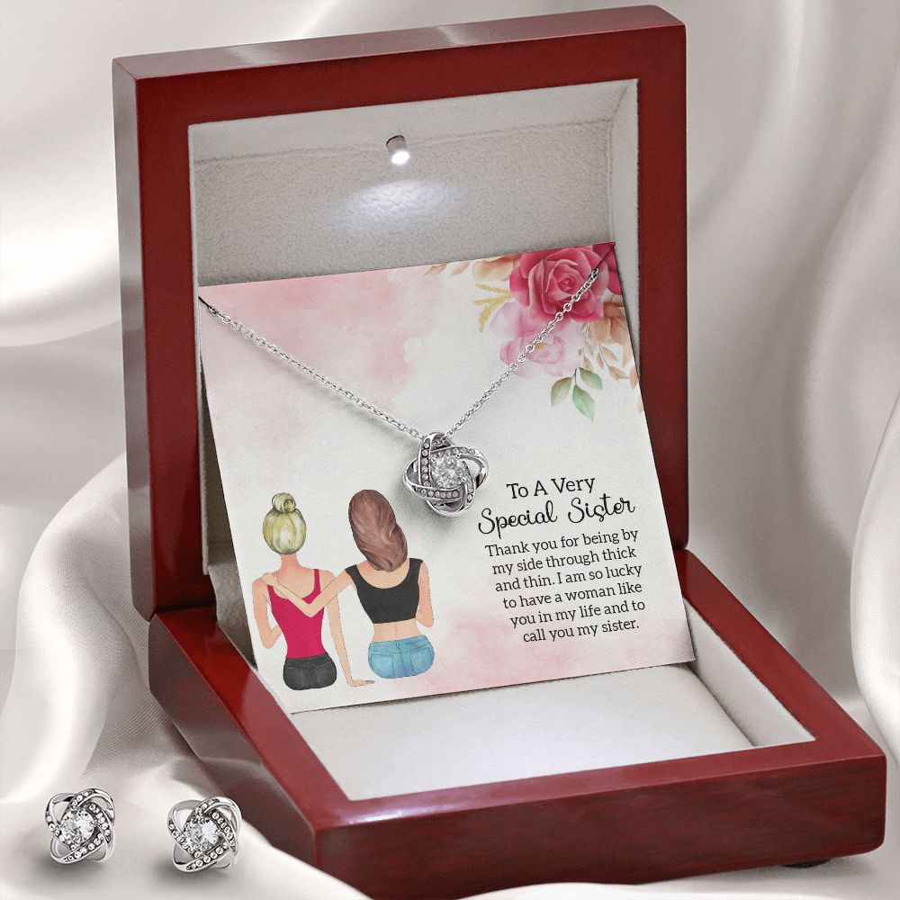 special sister Love Knot Earring & Necklace Set