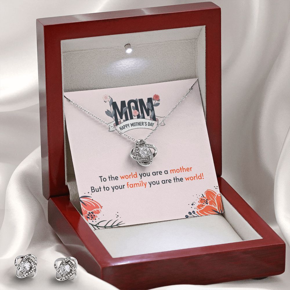 Happy Mothers Day To the world you are a mother Love Knot Earring & Necklace Set