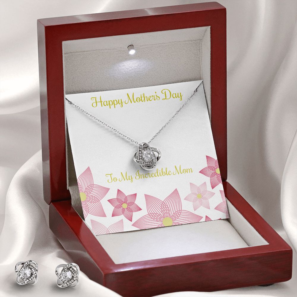Mothers Day Inserts-01 Love Knot Earring & Necklace Set