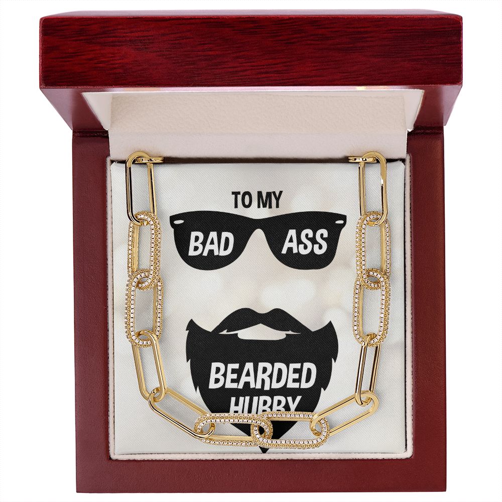 To My Bad Ass Bearded Hubby Forever Linked Men Necklace