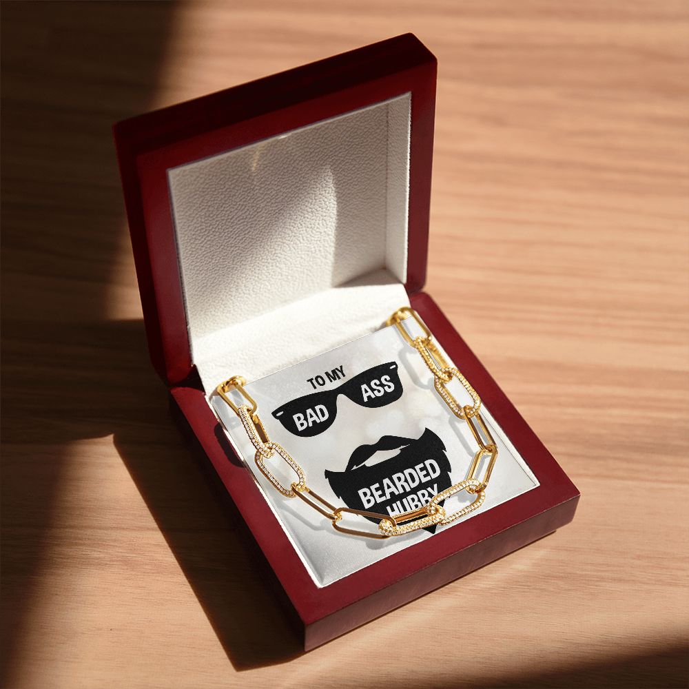 To My Bad Ass Bearded Hubby Forever Linked Men Necklace