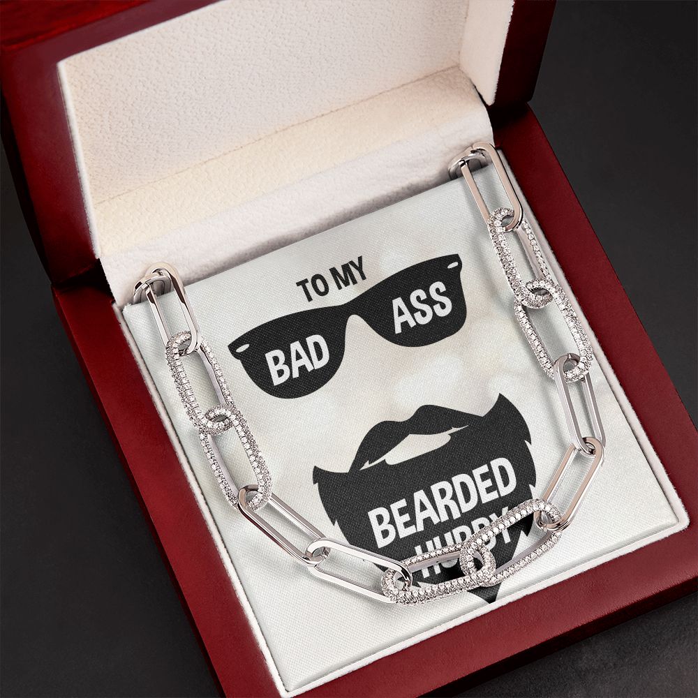 To My Bad Ass Bearded Hubby Forever Linked Men Necklace