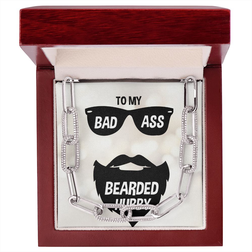 To My Bad Ass Bearded Hubby Forever Linked Men Necklace