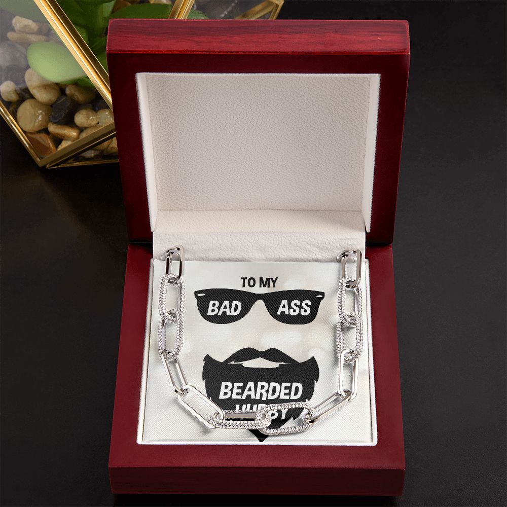 To My Bad Ass Bearded Hubby Forever Linked Men Necklace