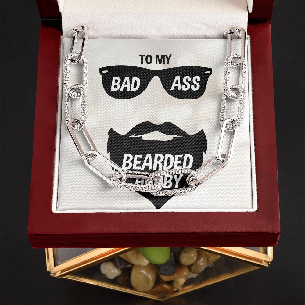 To My Bad Ass Bearded Hubby Forever Linked Men Necklace