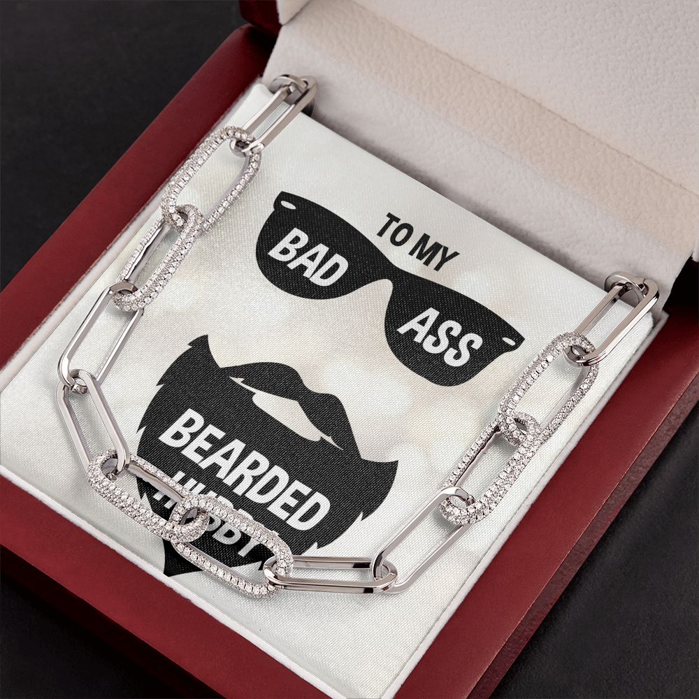 To My Bad Ass Bearded Hubby Forever Linked Men Necklace