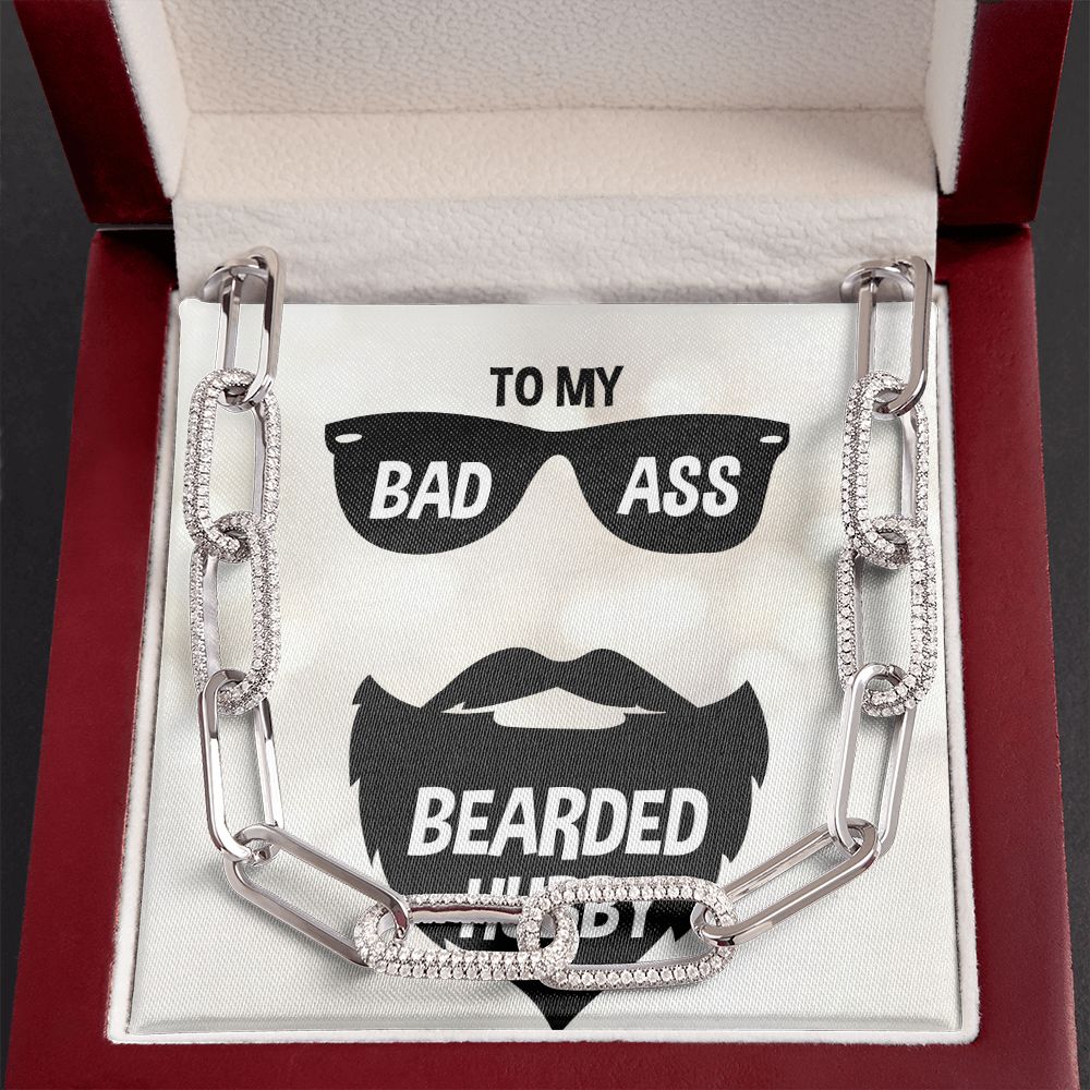 To My Bad Ass Bearded Hubby Forever Linked Men Necklace