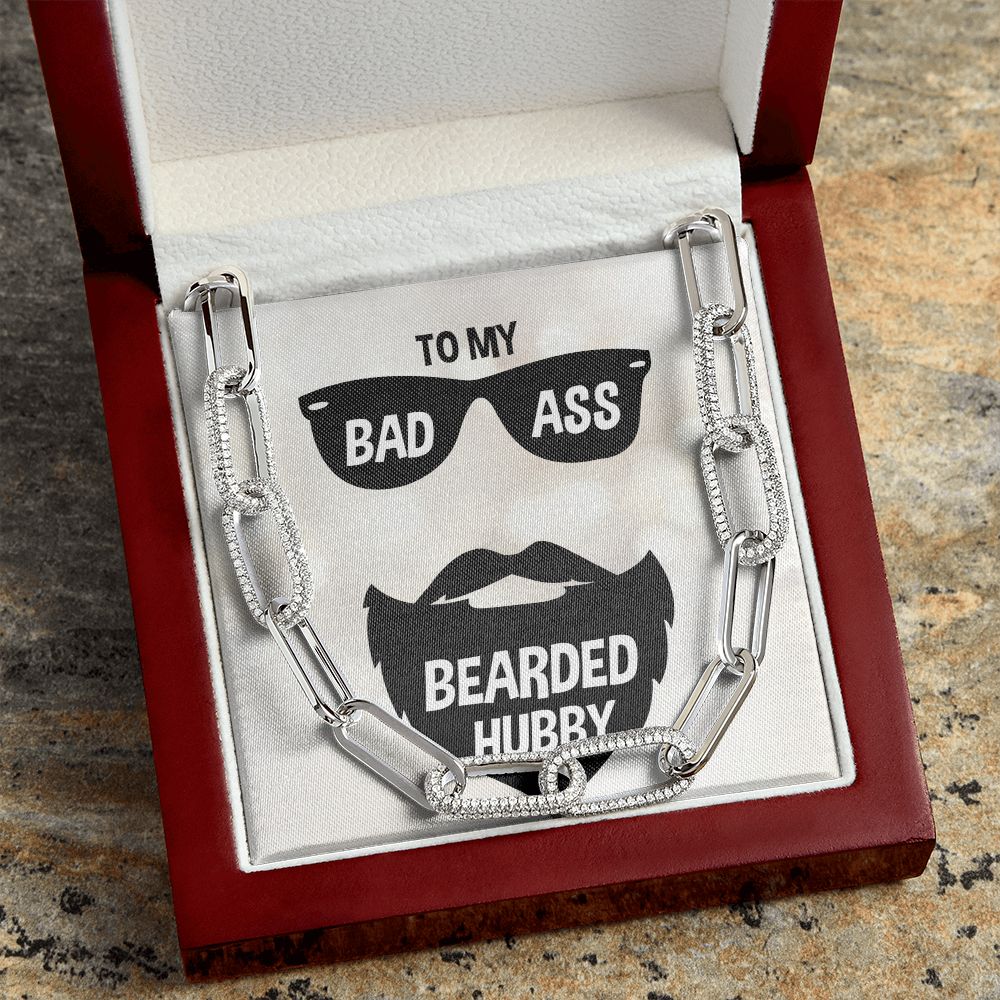 To My Bad Ass Bearded Hubby Forever Linked Men Necklace