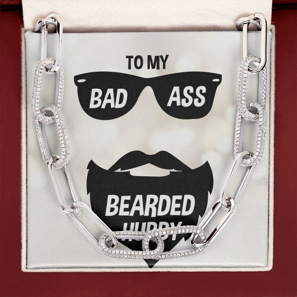 To My Bad Ass Bearded Hubby Forever Linked Men Necklace