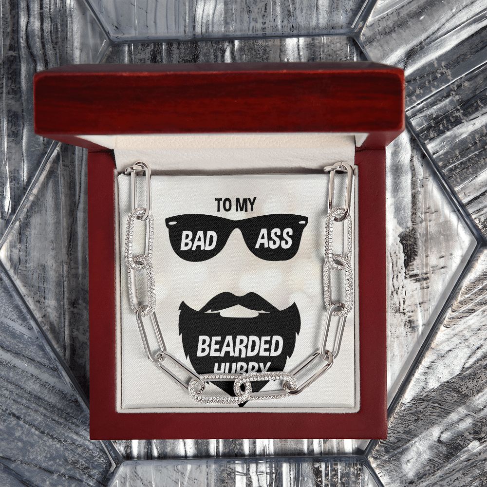 To My Bad Ass Bearded Hubby Forever Linked Men Necklace