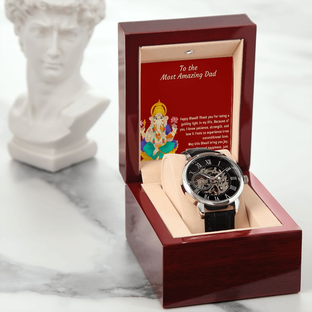 Men's Openwork Blessed by Lord Ganesh Diwali Dad Watch Set