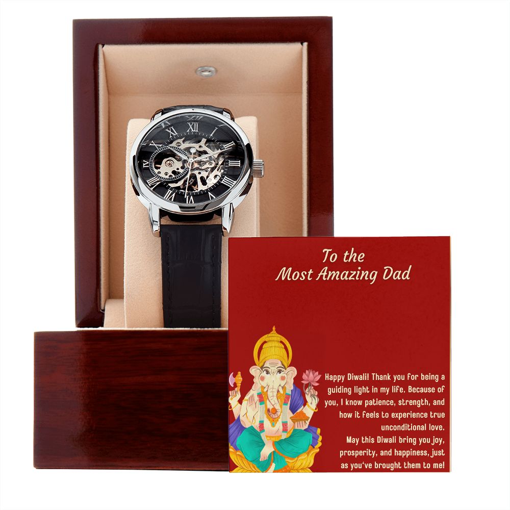 Men's Openwork Blessed by Lord Ganesh Diwali Dad Watch Set