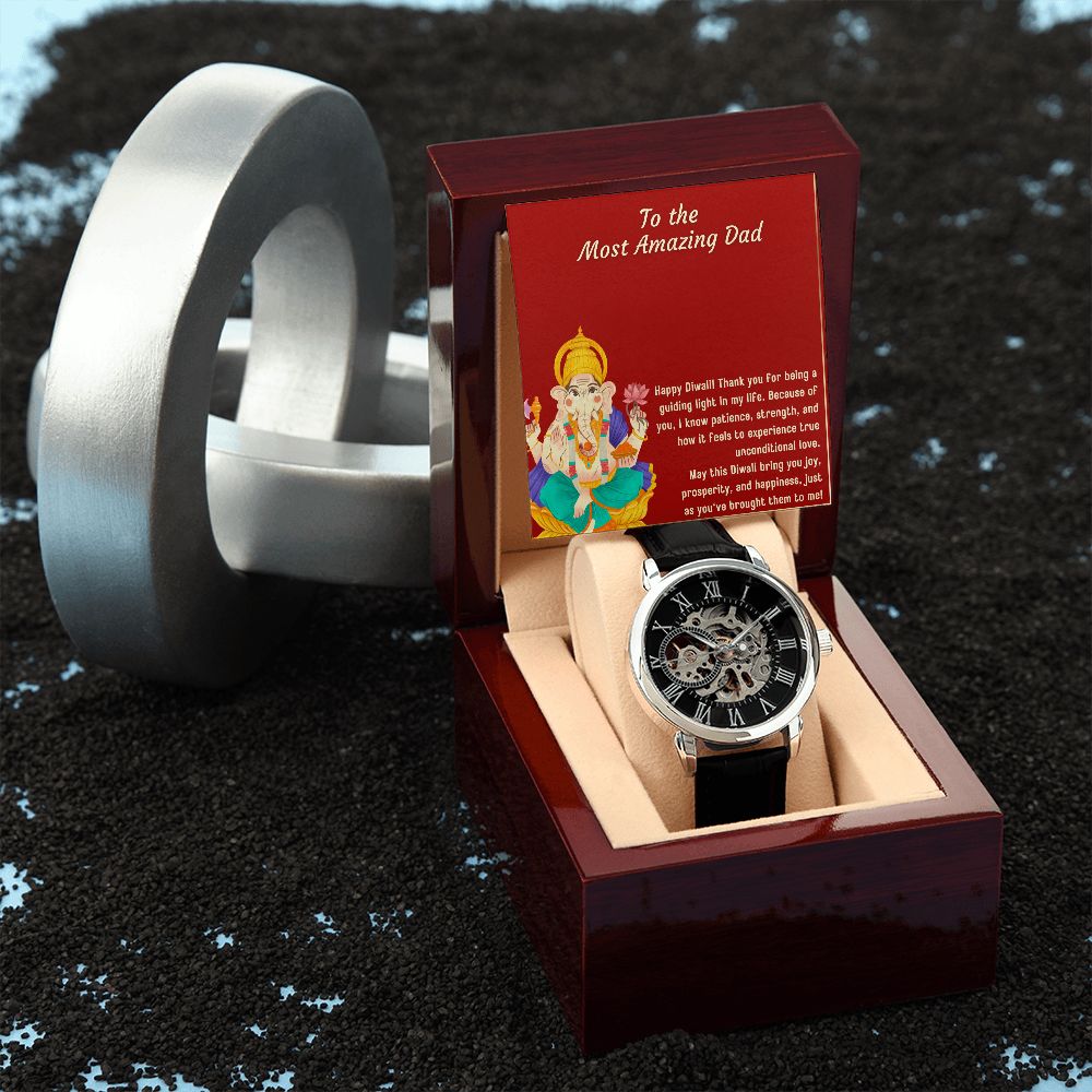 Men's Openwork Blessed by Lord Ganesh Diwali Dad Watch Set