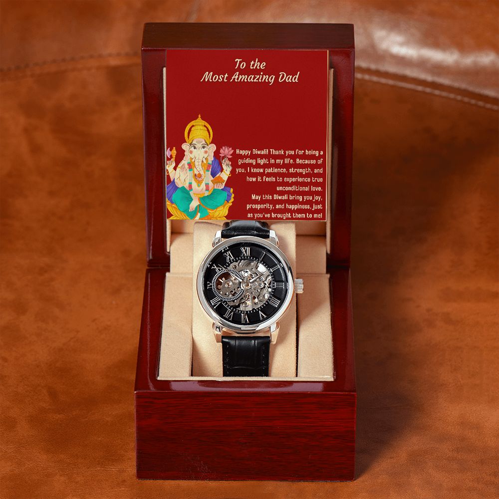 Men's Openwork Blessed by Lord Ganesh Diwali Dad Watch Set