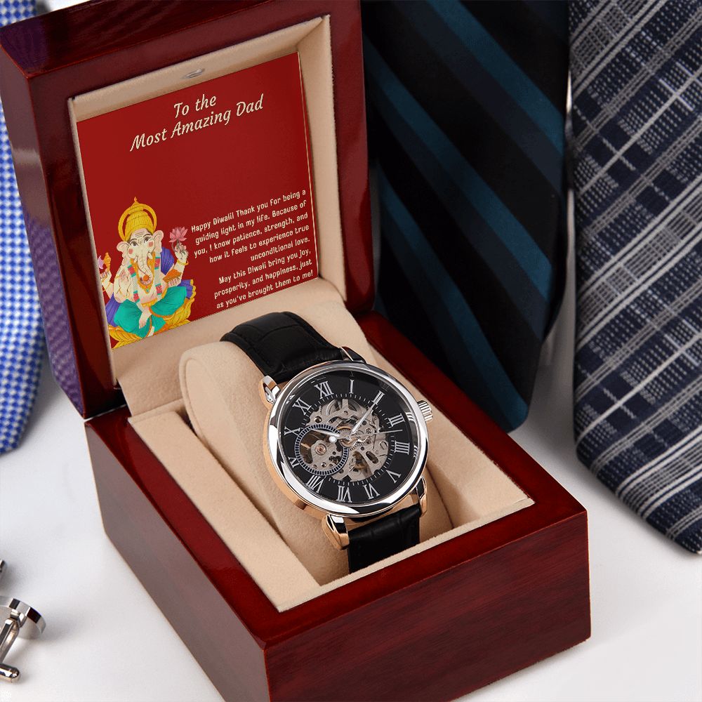 Men's Openwork Blessed by Lord Ganesh Diwali Dad Watch Set