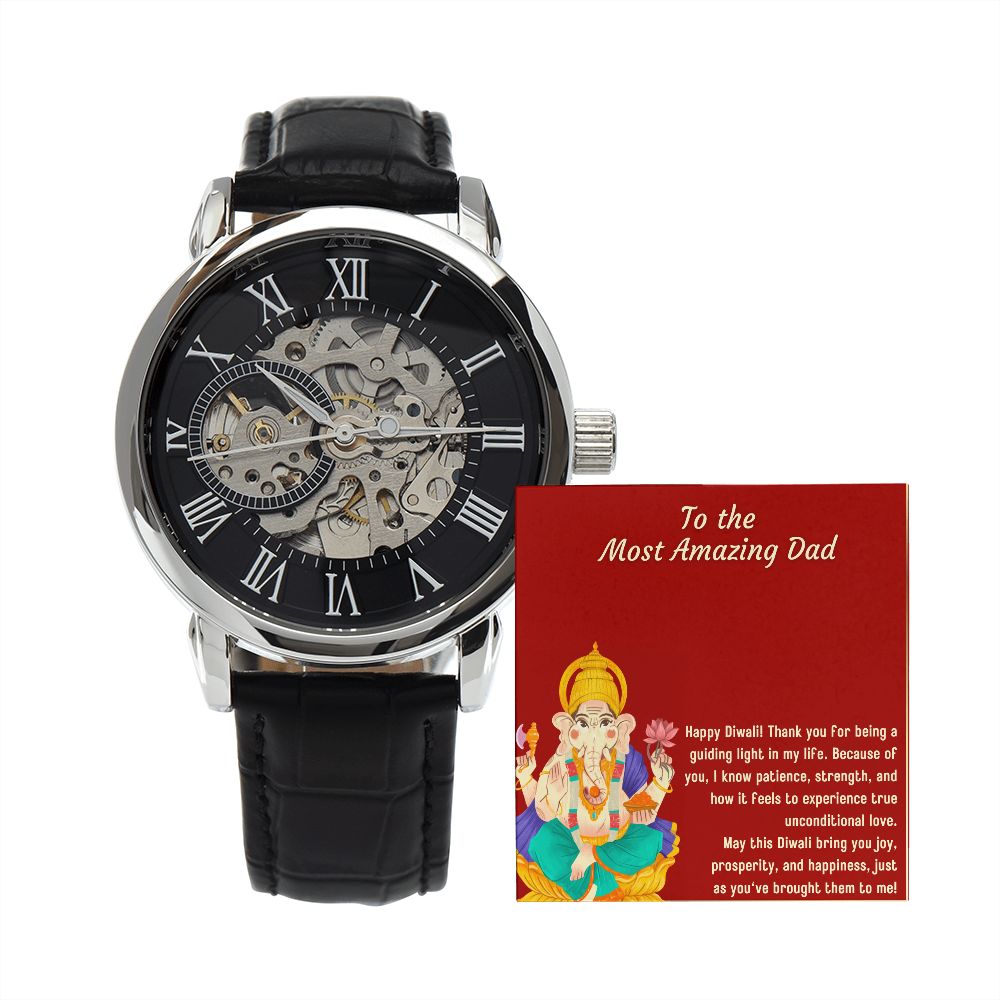 Men's Openwork Blessed by Lord Ganesh Diwali Dad Watch Set