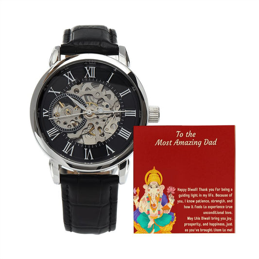 Men's Openwork Blessed by Lord Ganesh Diwali Dad Watch Set