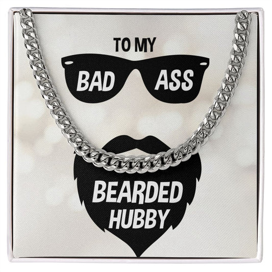 To My Badass Bearded Hubby Men Cuban Link Chain
