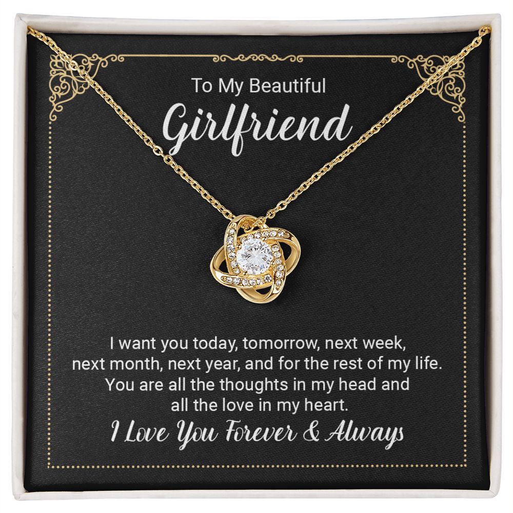 To My Beautiful Girlfriend. Love Knot Necklace, Valentine's day Sale Jewelry