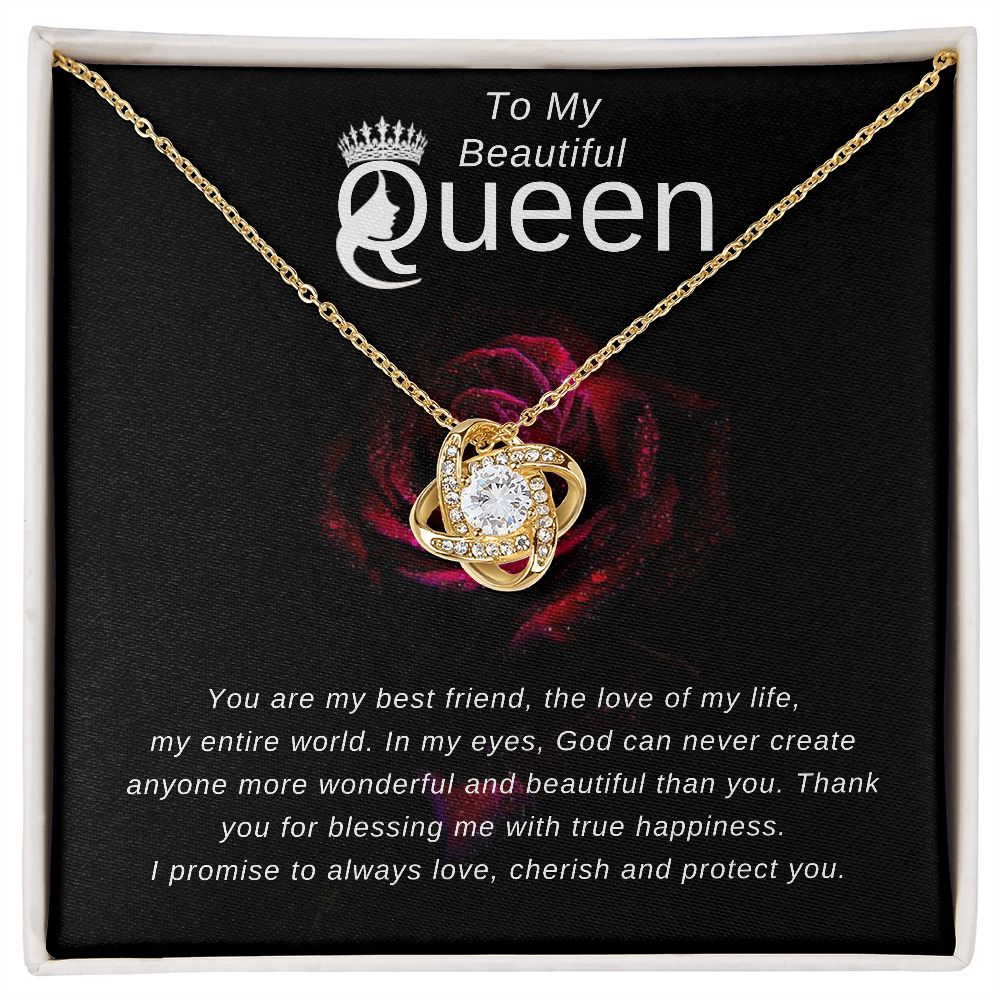 To My Beautiful Queen Love Knot Necklace