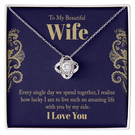 To My Wife, beautiful Love Knot Necklace. Valentine's Day Jewelry