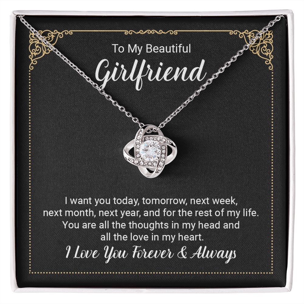 To My Beautiful Girlfriend. Love Knot Necklace, Valentine's day Sale Jewelry