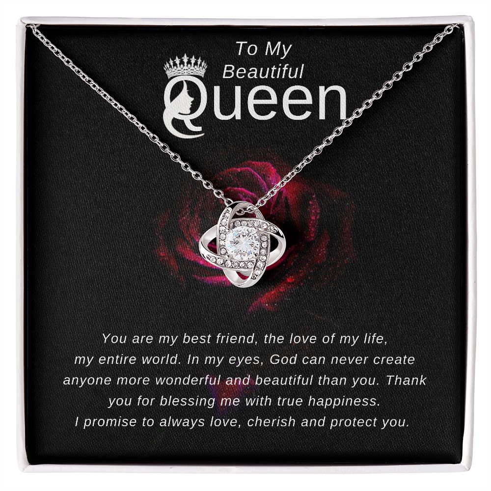 To My Beautiful Queen Love Knot Necklace
