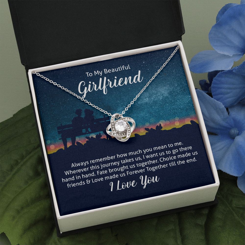 My Beautiful Girlfriend Love made us Forever Together till the end Love Knot Necklace Set Necklace