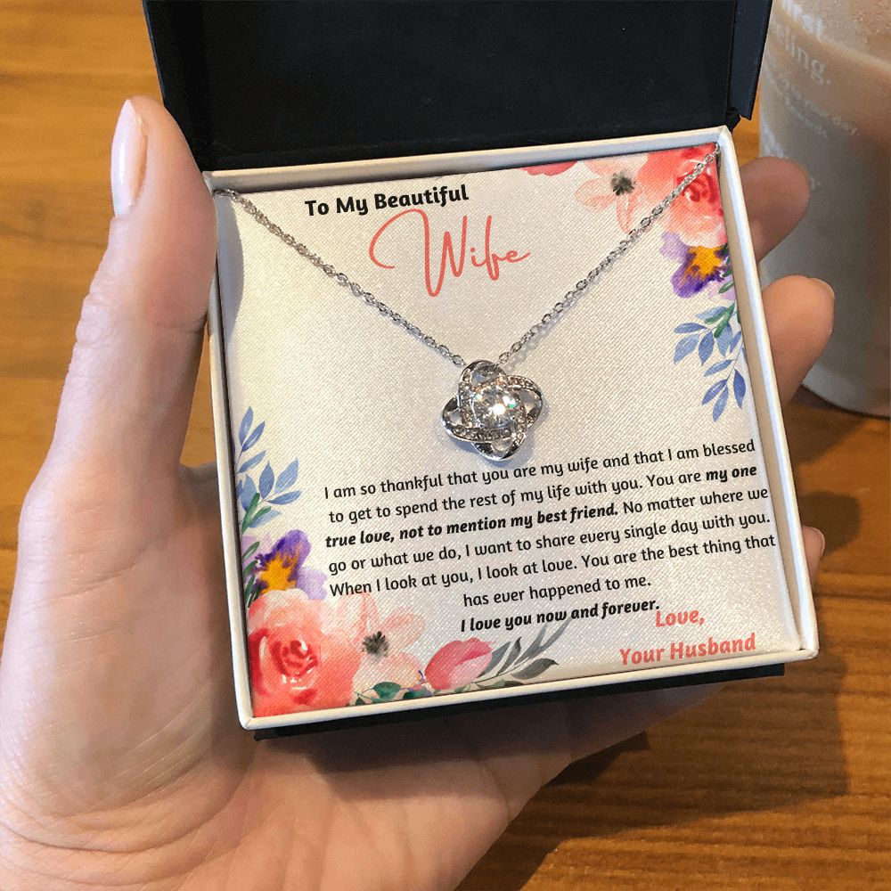 Holiday Special! To My Beautiful Wife One True Love Knot Necklace Set